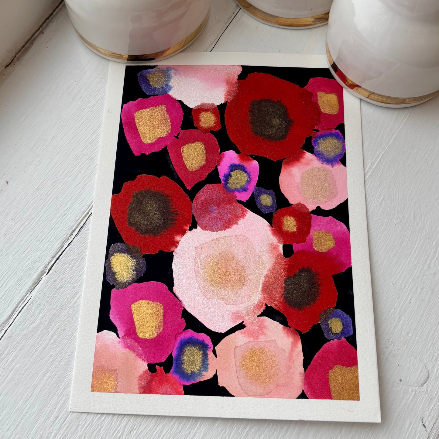 Red and peach poppies