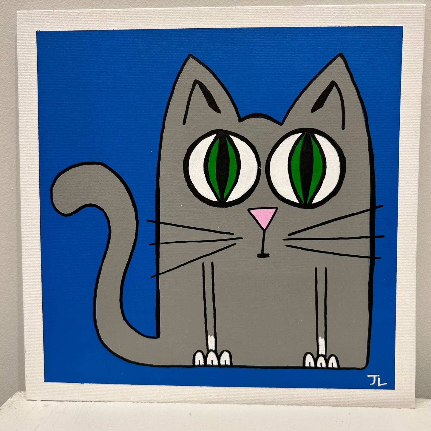 Grey Cat- Folk Art