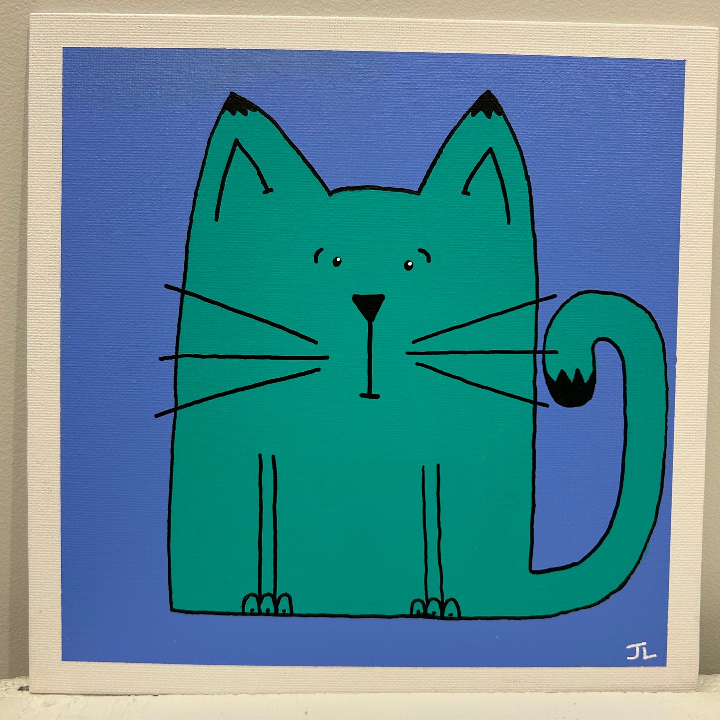 Turqoise Cat-Folk Art