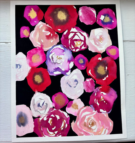 Lavender rose and red anemones